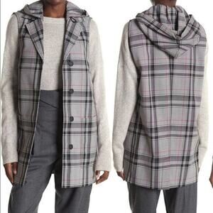NWT 3.1 Philip Lim Plaid Dropped Armhole Hooded Vest Size 2